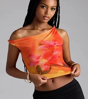 Raise The Heat Floral Mesh Off-Shoulder Top