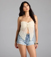 Hot To Go Strapless Slit Crop Top
