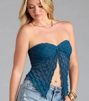Hot To Go Strapless Slit Crop Top