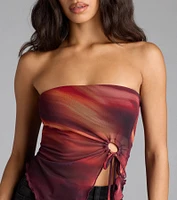 So Fly Abstract Slit Crop Top