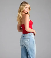 Darling Strapless Bow Ponte Crop Top