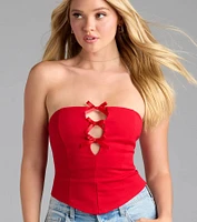 Darling Strapless Bow Ponte Crop Top