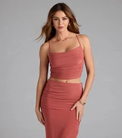 Always Happy Hour Cowl Neck Crop Top