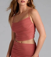 Always Happy Hour Cowl Neck Crop Top