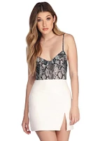 Sexy Snake Print Mesh Bodysuit