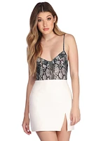 Sexy Snake Print Mesh Bodysuit