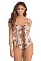 Snake Print Scoop Neck Bodysuit
