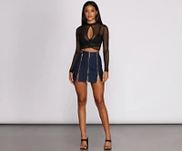 Key Figure Mesh Crop Top