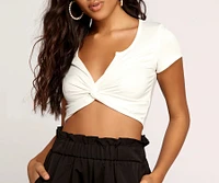 Twisted Notch Front Crop Top