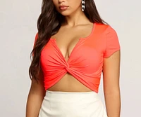 Twisted Notch Front Crop Top