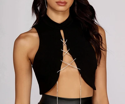 Set Rhinestone Crop Top