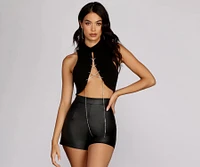 Set Rhinestone Crop Top