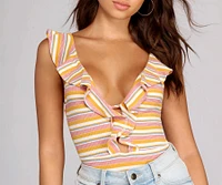 Between The Lines Striped Bodysuit