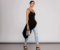 Pretty Peplum High Low Top