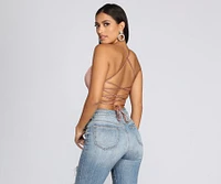 Strappy Satin Crop Top