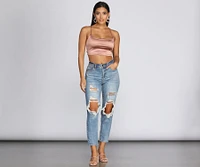 Strappy Satin Crop Top