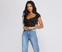 Be Honest Ruched Tie Front Top