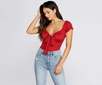 Be Honest Ruched Tie Front Top