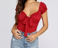 Be Honest Ruched Tie Front Top
