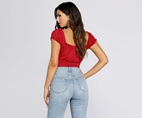 Be Honest Ruched Tie Front Top