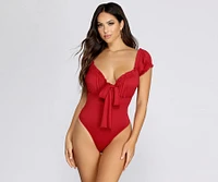 Be Honest Ruched Tie Front Top