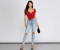 Be Honest Ruched Tie Front Top