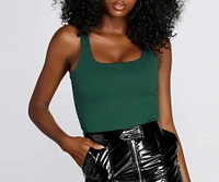 Ponte Knit Square Neck Bodysuit
