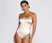 Sleek And Strappy Satin Bodysuit