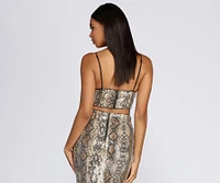 Slight Shade Snake Crop Top