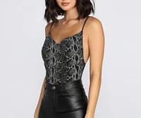 Seductive Snake Print Bodysuit