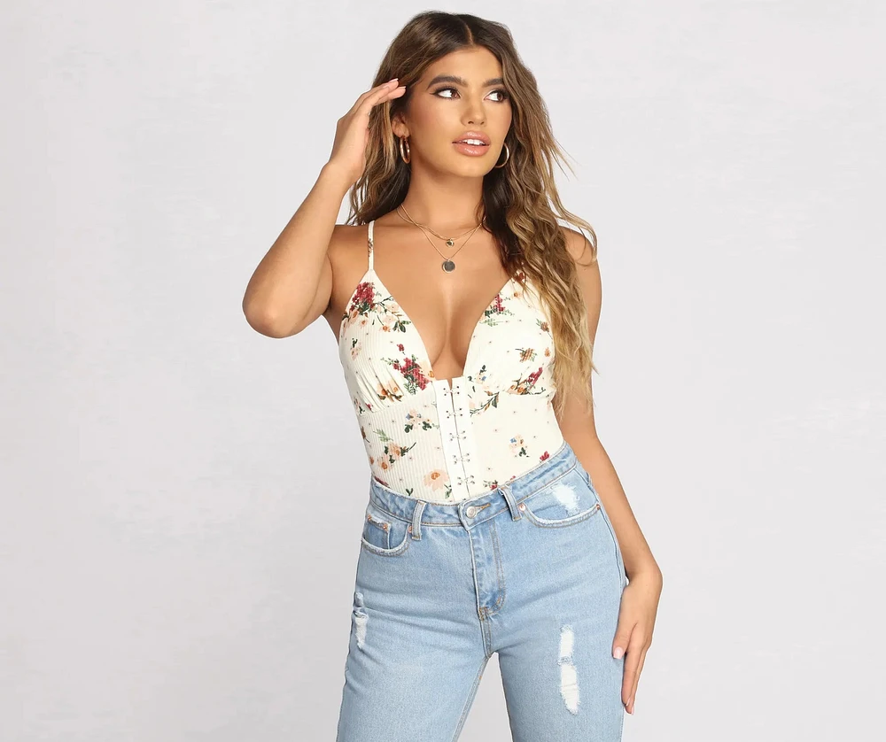 Ditsy Floral Ribbed Knit Tank