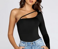 Slinky Knit One Shoulder Bodysuit