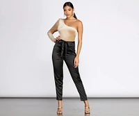 One Shoulder Velvet Bodysuit