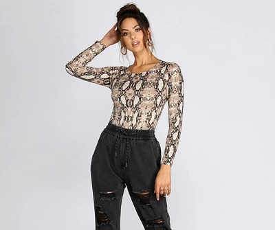 Fierce And Fab Snake Print Bodysuit