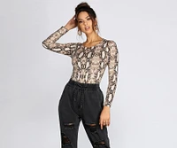 Fierce And Fab Snake Print Bodysuit