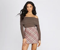 Ribbed Knit Off The Shoulder Top