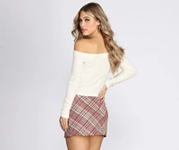 Button Detail Ribbed Knit Crop Top