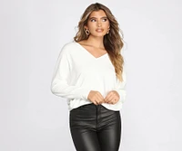 Keep Knit Casual V Neck Top