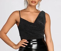 One Shoulder Cowl Neck Bodysuit