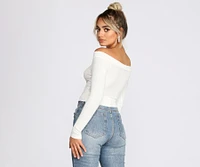 Off The Shoulder Brushed Knit Crop Top
