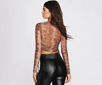 Sultry Sheer Snake Print Crop Top
