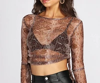 Sultry Sheer Snake Print Crop Top