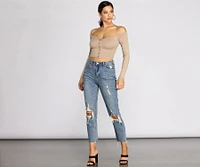 Off The Shoulder Ribbed Top