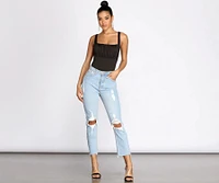 Ruched Detail Knit Bodysuit