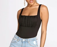 Ruched Detail Knit Bodysuit