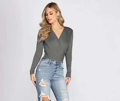 Wrapped Basics Surplice Bodysuit