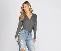 Wrapped Basics Surplice Bodysuit