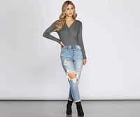 Wrapped Basics Surplice Bodysuit