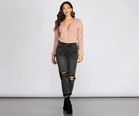Loving Knit Wrap Front Bodysuit