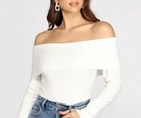 Off The Shoulder Merrow Hem Bodysuit